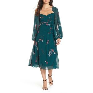 Keepsake Night Fall Sweetheart-neck navy dress XS.